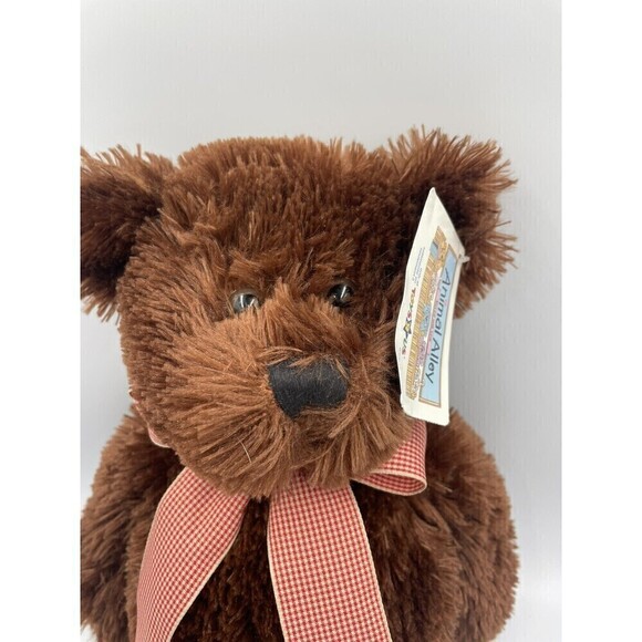 NWT Animal Alley Brown 16" Teddy Bear with Bow Plush Toys R Us Vintage Weighted - Picture 2 of 6